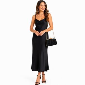 House of Harlow 1960 Formal Evening Shoulder Bag Black Satin Clutch Wedding